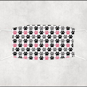 Pink and Black Dog Paw Handmade Custom Face Mask